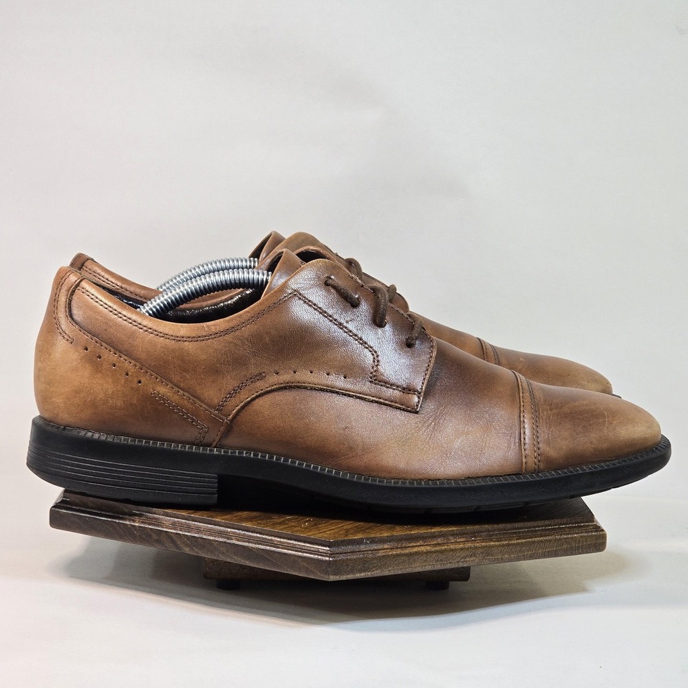 Rockport Dress Shoes Mens Size 10.5 Brown Leather Cap Toe Oxford Derby V81362